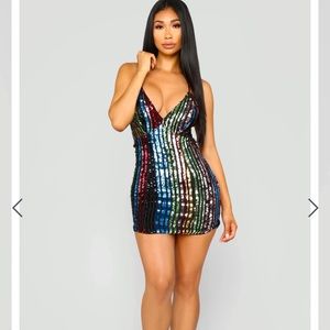 Rainbow Sequin Party Dress